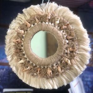 Jute Mirror with Seashells